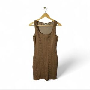 Brown Cable Knit Sweater Dress - Women’s Medium - Sleeveless Bodycon